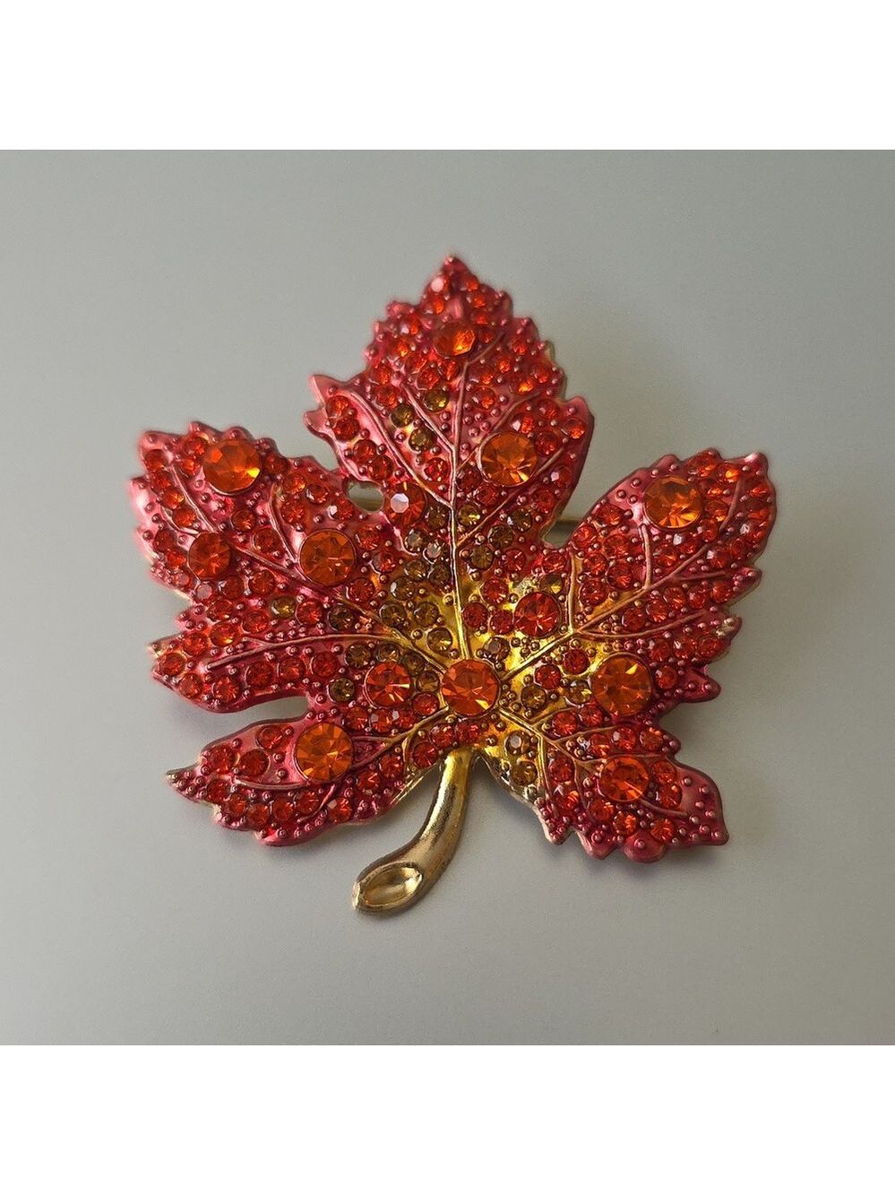 Maple Leaf Fall Brooch Loaded with Simulated GEMS /Necklace